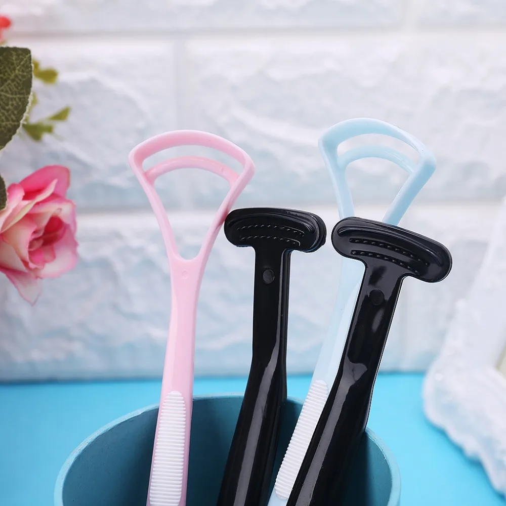 Raspador de Língua 2x de Plástico Língua Mais Limpo Dental Care Higiene Oral Boca Ferramenta 1 Cheap Escovas de dentes