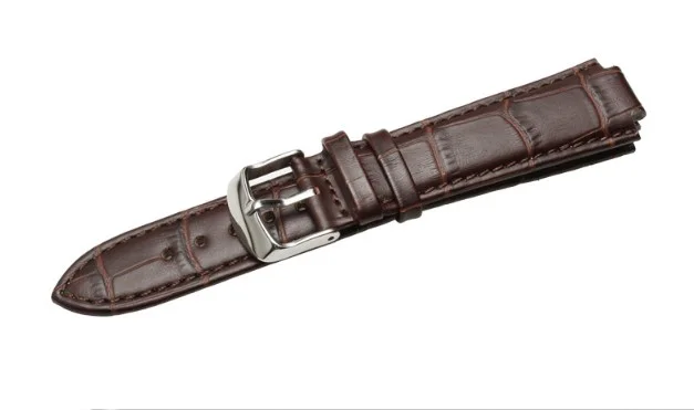 21*12 мм(выпуклый интерфейс) черный коричневый кожаный ремешок для TAMBOUR SPIN TIME мужской и женский ремешок для часов с пряжкой-бабочкой - Цвет ремешка: brown pinclasp