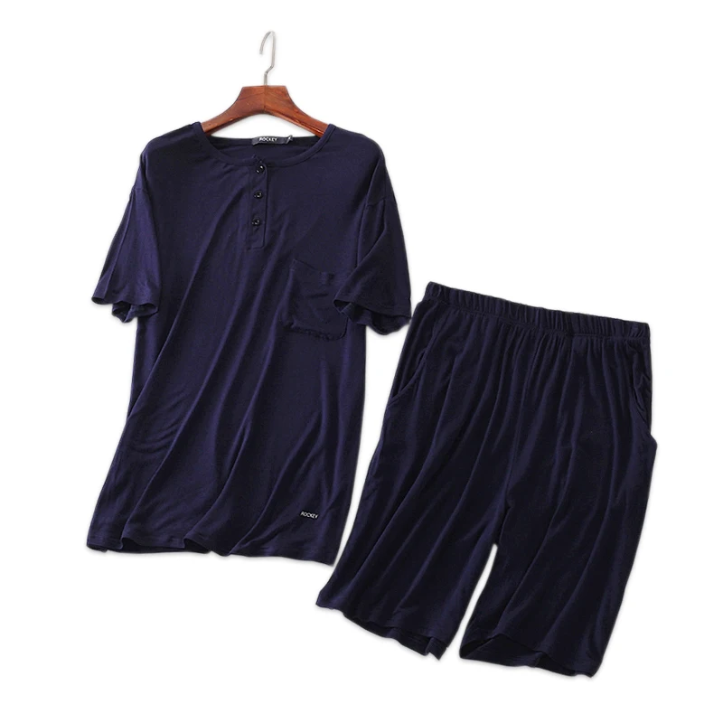 

Summer Modal Pure color male Pajamas sets short sleepwear simple pijamas for men short sleeves homewear pyjamas men