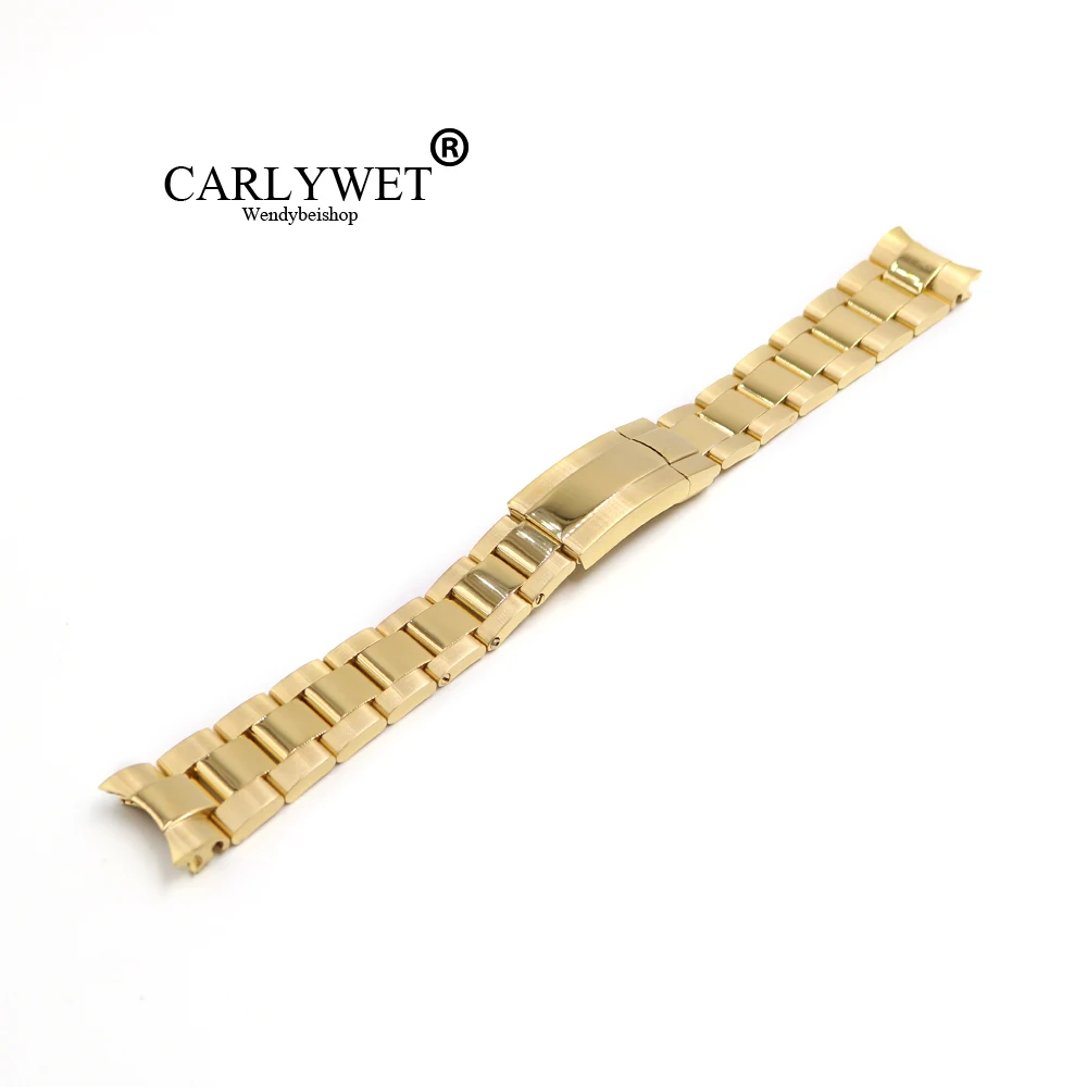 CARLYWET 20mm 316L Stainless Steel Gold Solid Curved End Screw Links