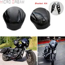 Черная мотоциклетная фара обтекатель с кронштейном комплект для Harley Sportster Iron 883 1200 Dyna Low Rider FXD FXDL FXDB FXDC