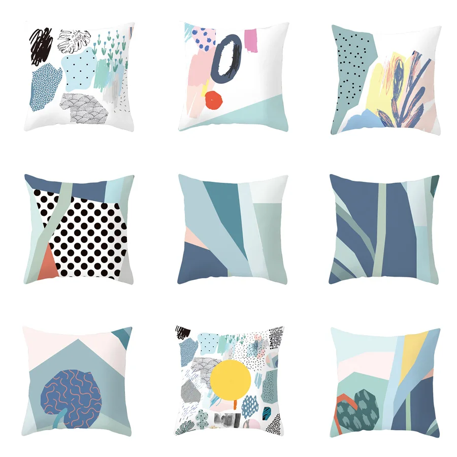 

YWZN Geometric Printing Cushion Cover Creative Polyester Throw Pillow Case Geometric Decorative Pillowcase For Sofa Home Decor