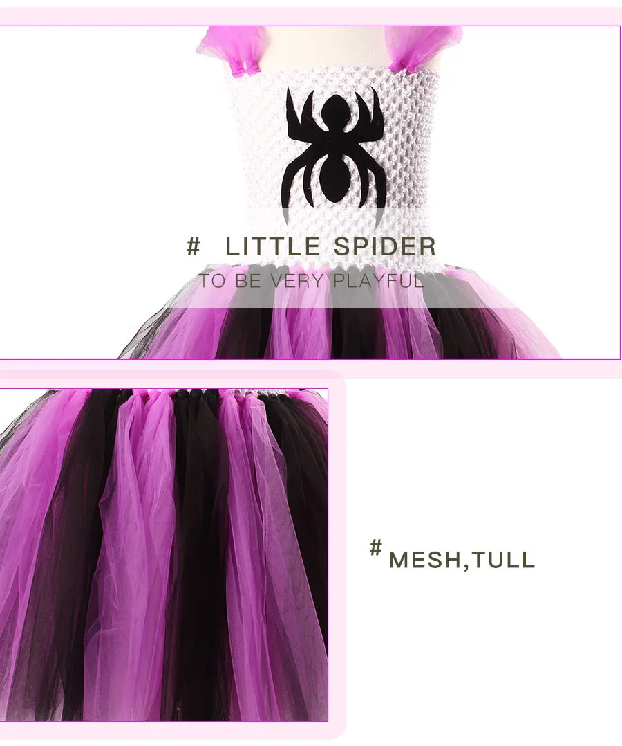 Black Purple Spiderman Inspired Girls Tutu Dress Super Hero Princess Halloween Costume Birthday Party Pageant Ball Gown (4)