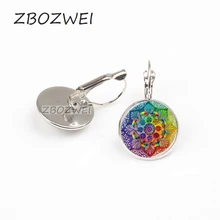 ZBOZWEI ручной работы красно-коричневые серьги символ буддийские серьги с рисунком «Мандала» искусство ювелирные изделия Стекло Фото Серьги подарок