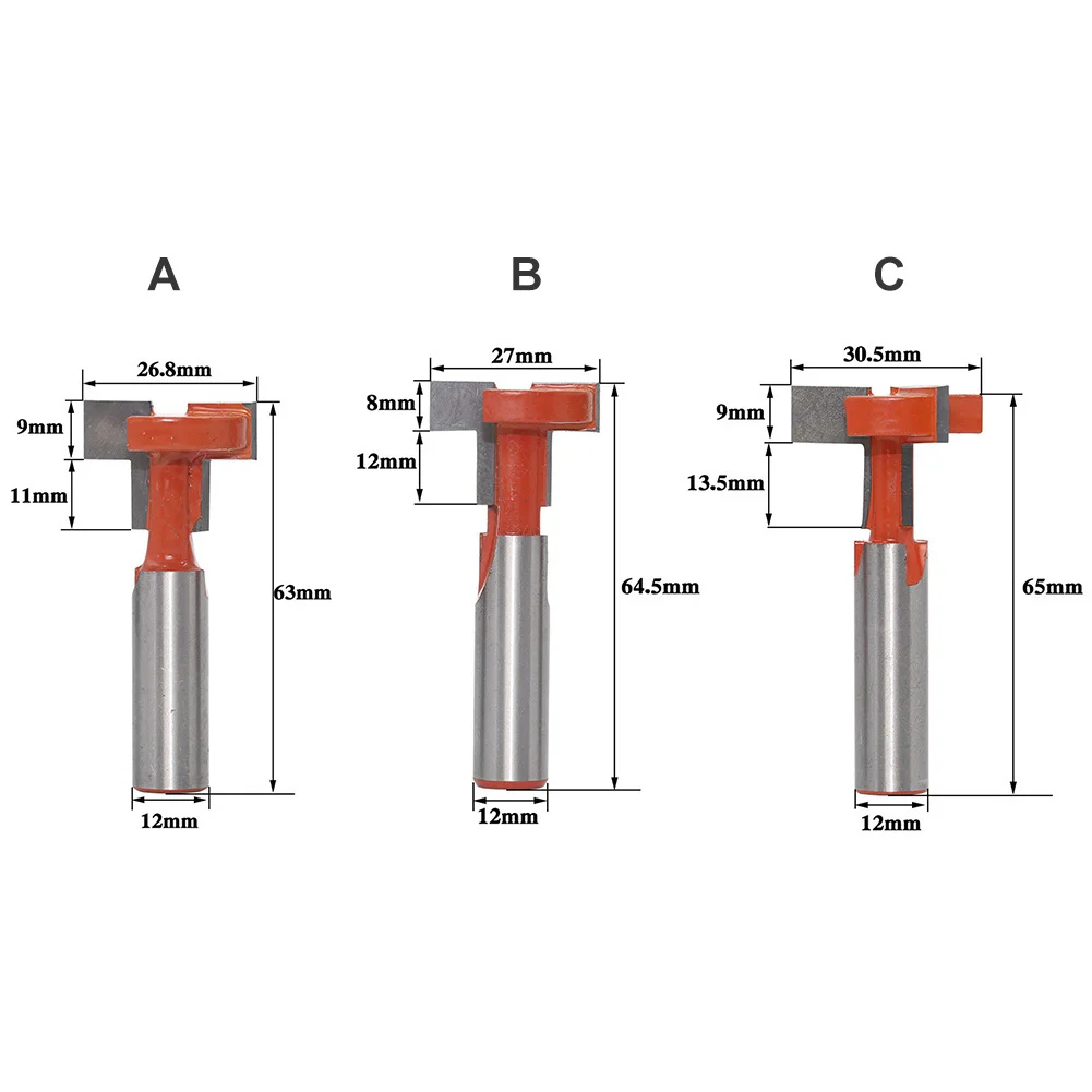 1 шт. t-образные фрезы 12 мм Ручка слот гравировальная Машина деревообрабатывающая прямой фланец Т-образные фрезы