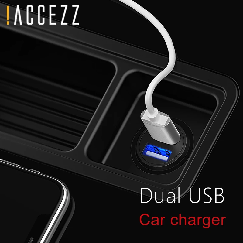 ! Мини адаптер ACCEZZ с двумя USB портами для быстрой зарядки автомобиля iPhone 7 Plus 6 5S XS MAX