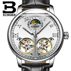 2018 Новое поступление мужские часы люксовый бренд Бингер сапфира водостойкий toubillon полный стали Механические часы B-8607M-6