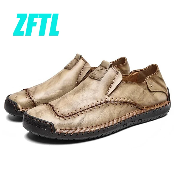 ZFTL/Новинка; мужские лоферы; мужская повседневная обувь; мужские водонепроницаемые мокасины; большие размеры; натуральная кожа; коллекция года; обувь для вождения; слипоны для отдыха; 077 - Цвет: Khaki Loafers