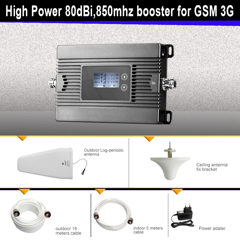 GSM signal booster High Power 80dBi 850mhz smart G...
