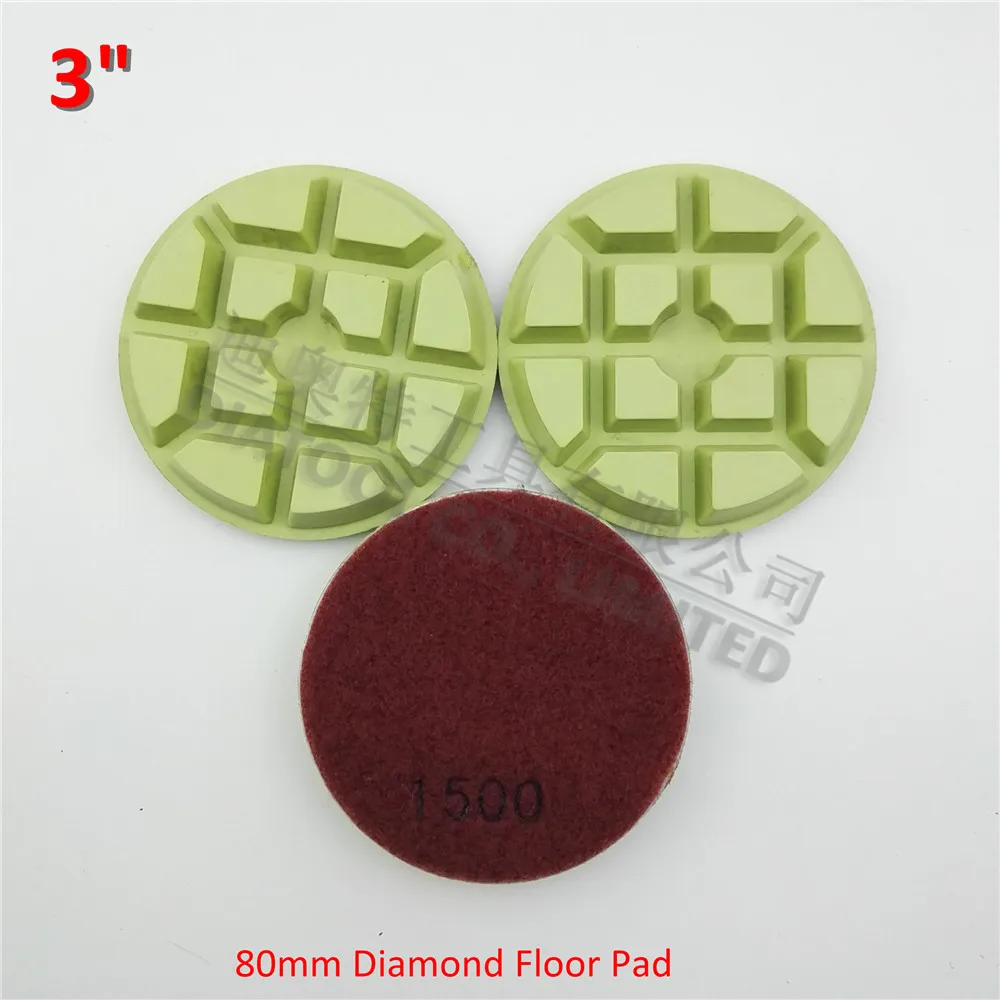DIATOOL 3pcs 80mm Resin bond Diamond floor sander pads1500 SA622 3