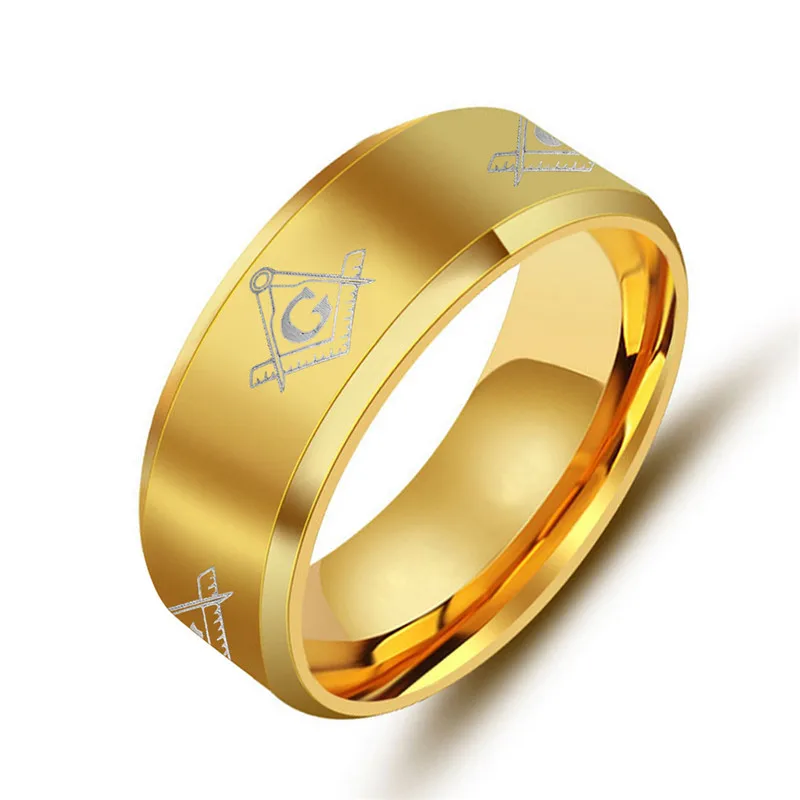 

iMixBox 8mm Freemasons Masonic Rings For Men Women Gold Silver Black 316L Stainless Steel Charms Freemasonry fashion Jewelry