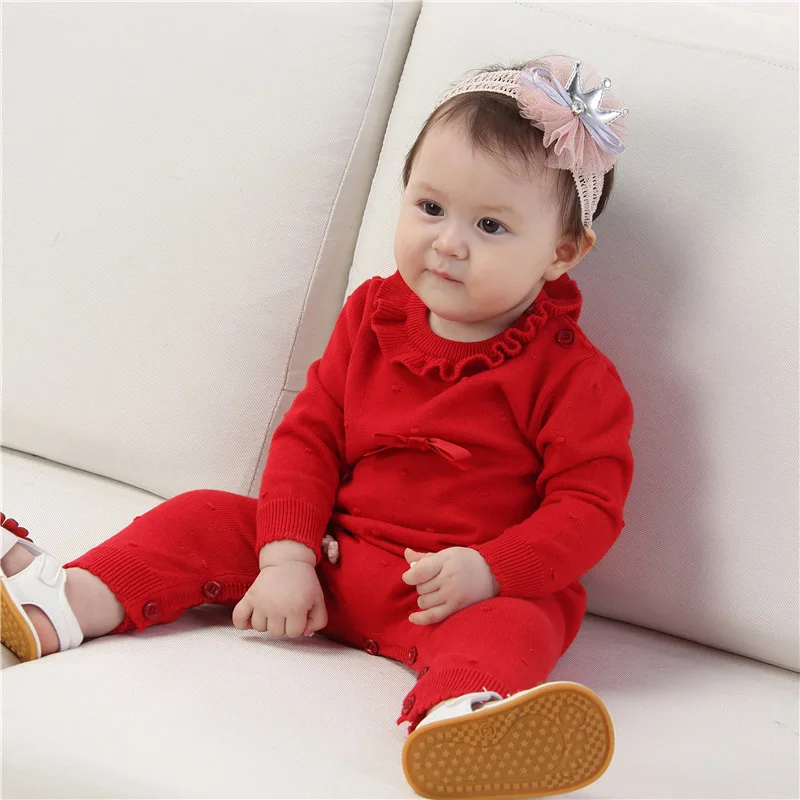 

Baby Girl Clothing Winter 2018 Newborn Knitted Rompers Autumn Long Sleeves Toddler Girls Jumpsuits One Piece Children's Overalls