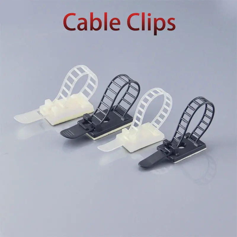 10pcs Cable Clips 18*25 Clamp For Wire Tie Cable Mount Adjustable Cable Tie Fix Holder Clips White Black CL-1 ACT-17