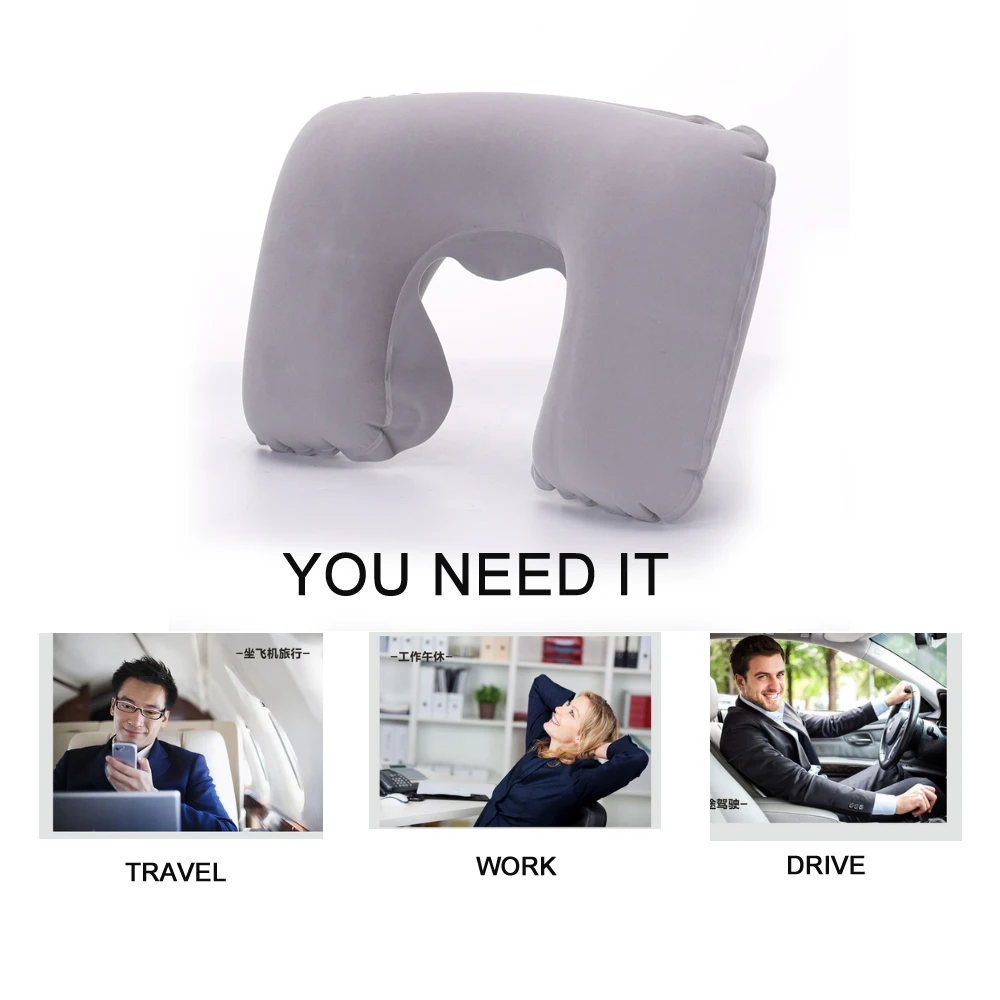 

U-shape Pillow Neck U Inflatable Travel Cushion Shaped Rest Head Air Soft Support