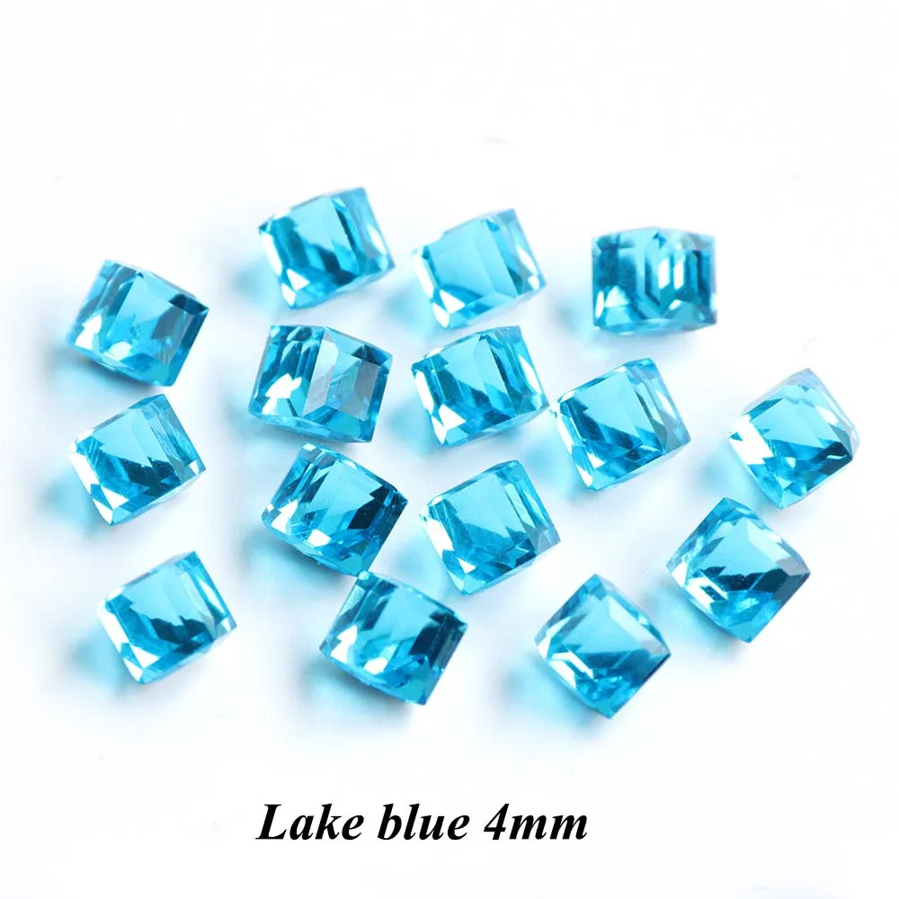 10 шт смешанные радужные стразы для дизайна ногтей, кубические квадратные подвески, камни для бусин, алмазные украшения для дизайна ногтей JI666 - Цвет: Lake blue 4mm