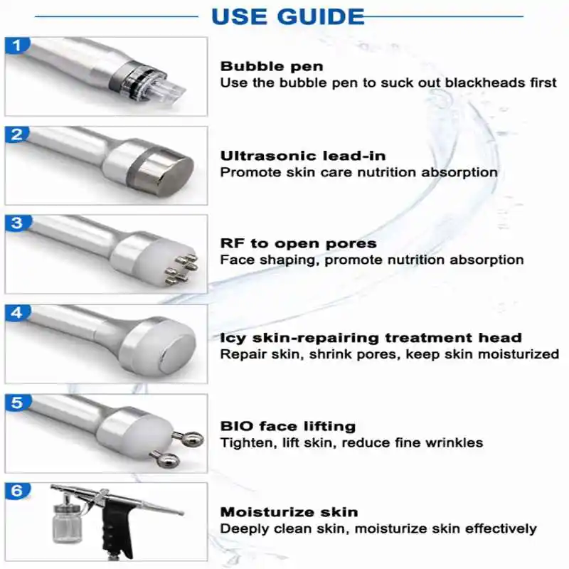 Дропшиппинг 6 в 1 Hydra для очистки струей воды красота машина уход за лицом кислородное оборудование маленький пузырь машина