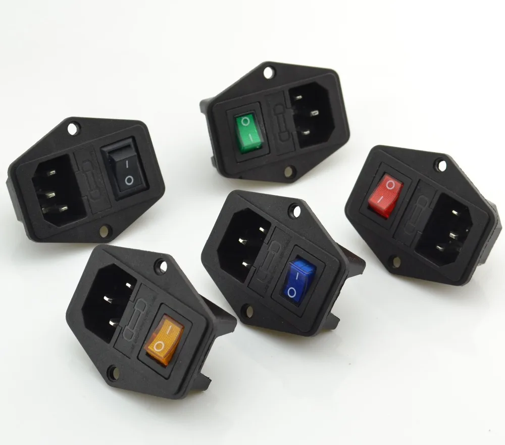 

5pcs ! brass part! with 10A fuse ! power socket with Rocker Switch ac socket 3 Terminal Power Socket with Fuse Holder Connector