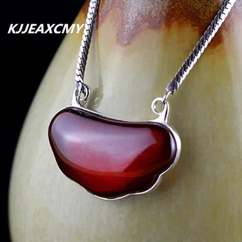 

KJJEAXCMY S925 silver simple folk style ladies Pendant Necklace Set Topaz garnet red pulp chain