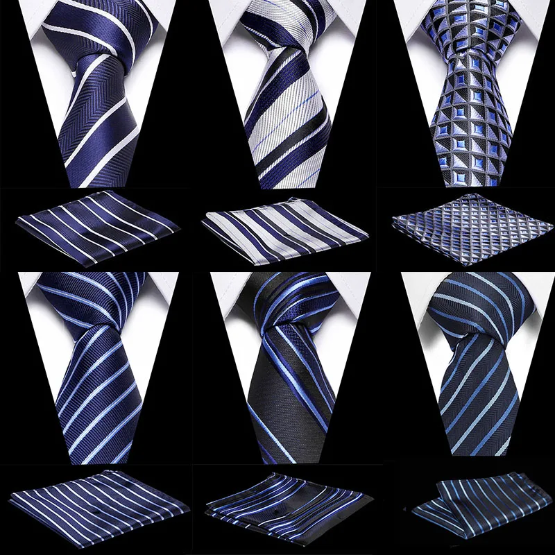 

2019 Designer Ties For Men 50 Styles Blue Fashion Woven Neckties Hanky s Set For Wedding Party Tie Set for wedding party