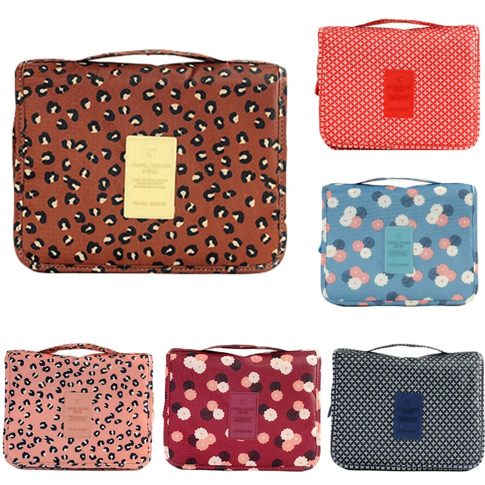 

Hot Sale Fashion Korean Cosmetic Handbags Print Waterproof Wash Bag With Hoook Traveling Storage Bag Makeup Bag