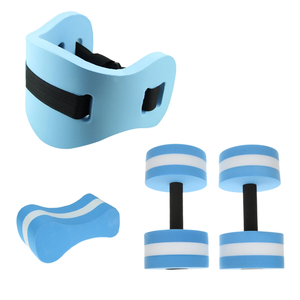 Water Aerobics Kit Back Floating Foam Swimming Belt / Medium Aquatic Dumbbells / Pull Buoy Aqua Pool Fitness Training Equipment