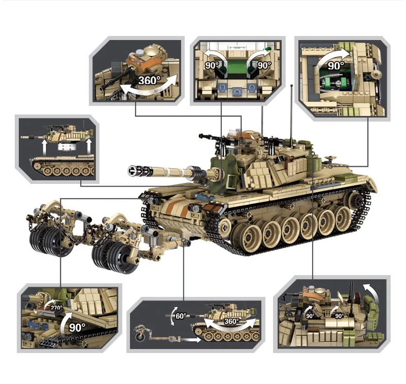 

632004 1753pcs Military World War Israel M60 Magach Main Battle Tank 2in1 Ww2 Army Forces Building Blocks Toys For Children gift