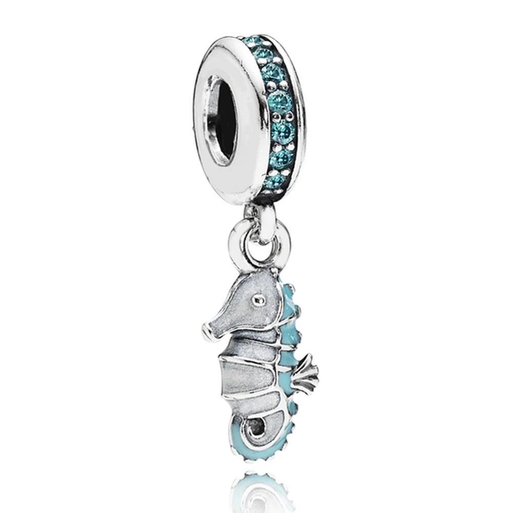 

100% Real 925 Sterling Silver Charms Tropical Seahorse Charms Fit Original Brand Bracelet Diy Jewelry