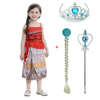 

2019 Princess Moana Cosplay Costume for Children Vaiana dress Costume with Necklace for Halloween Costumes for Kids Girls Gifts