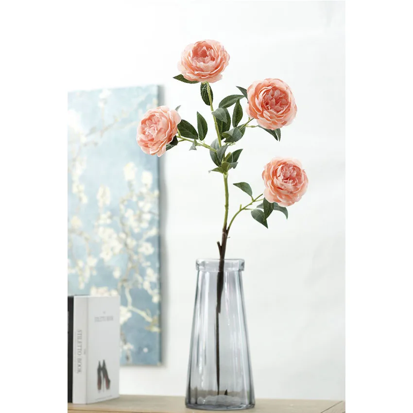 artificial flower peony silk rose wedding home decoration white pink red   (37)