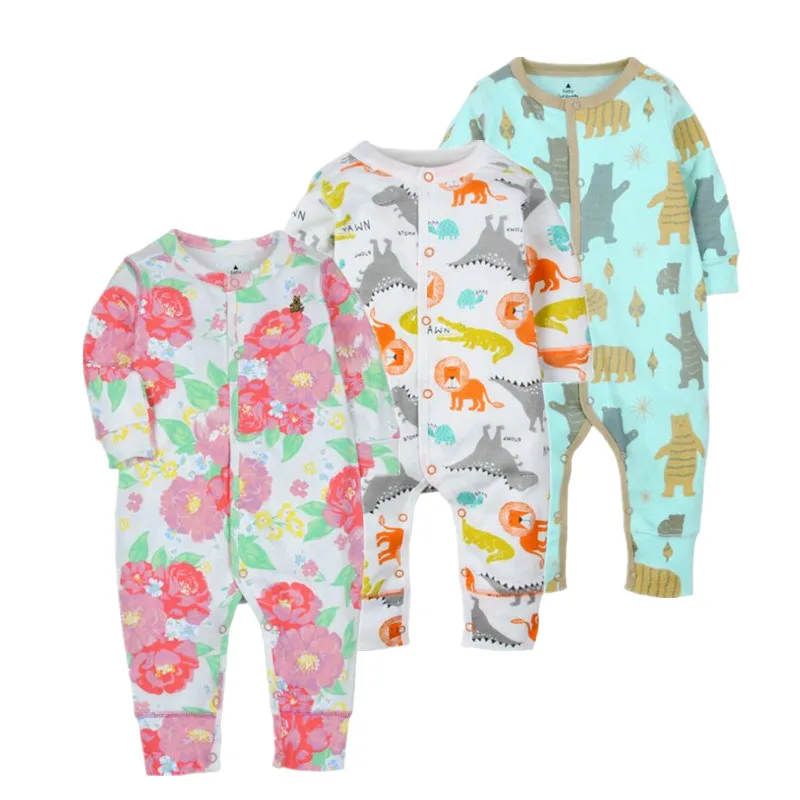 Orangemom/Новинка года; одежда для малышей Одежда для маленьких девочек из хлопка комбинезон с красивым цветочным принтом Одежда для младенцев комплект для малышей