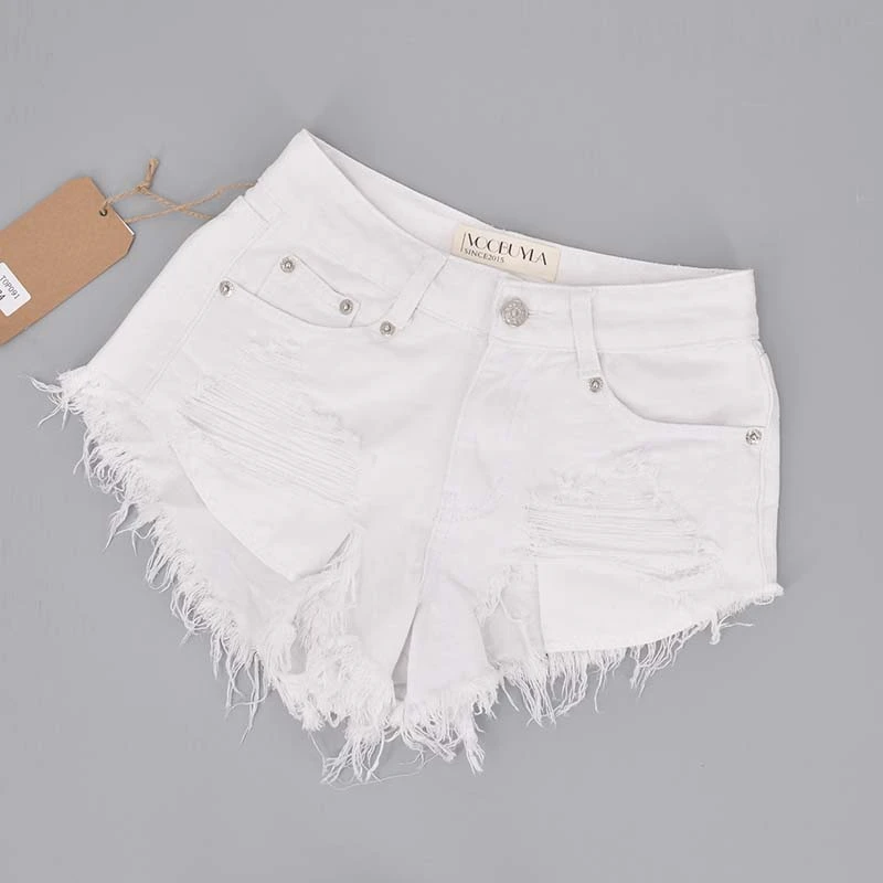 all white jean shorts