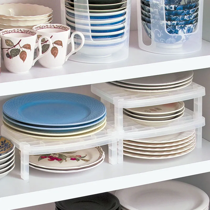 

Dish Rack Drainer Household Kitchen Rack Shelf Stackable Plastic Dishes Organizer Drain Storage Rack 3pcs