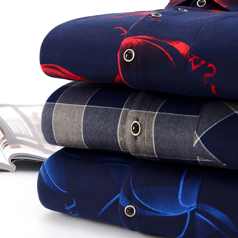 أزياء الرجال الشتاء الدافئة الفانيلا منقوشة قمصان قميص قطني بكم طويل الرجال العمل قمصان العلامة التجارية عارضة قمصان سليم صالح Camisa الاجتماع...