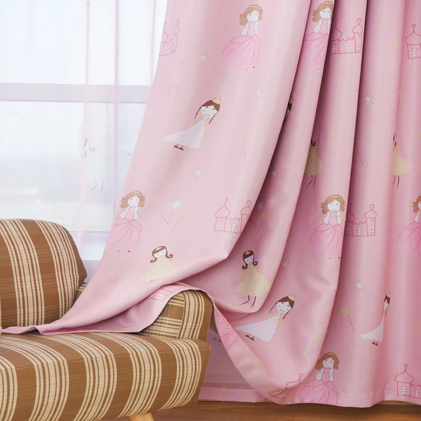 Kids Curtains Pink Princess Girls Cartoon Curtain Children Living Room Bedroom Window Cortinas Custom Blackout Curtains