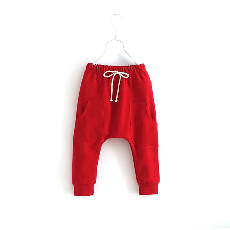 Штаны для девочек, детские трикотажные штаны-шаровары для малышей, Осенние трикотажные штаны для маленьких мальчиков - Цвет: Красный