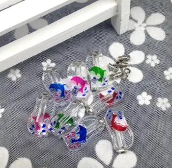 

100pcs/lot screw cap mix dolphins crystal vial pendant wish perfume Essential oil bottle name on rice necklace pandant jewelry