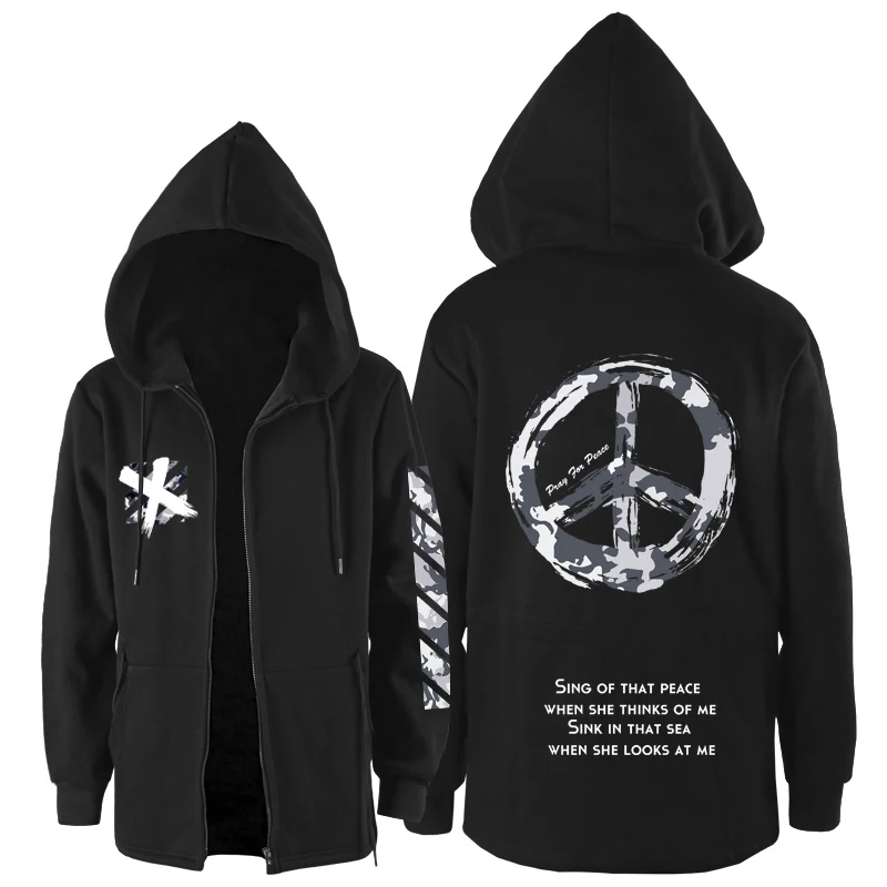 Harajuku guerre Ho Veste À Automne Shirts Rue Hoodies Éclair Surdimensionné Capuchon Hommes bleu Noir Femmes Fermeture Miduo Noir Casual Hiver Unisexe Anti HE5qxwE4
