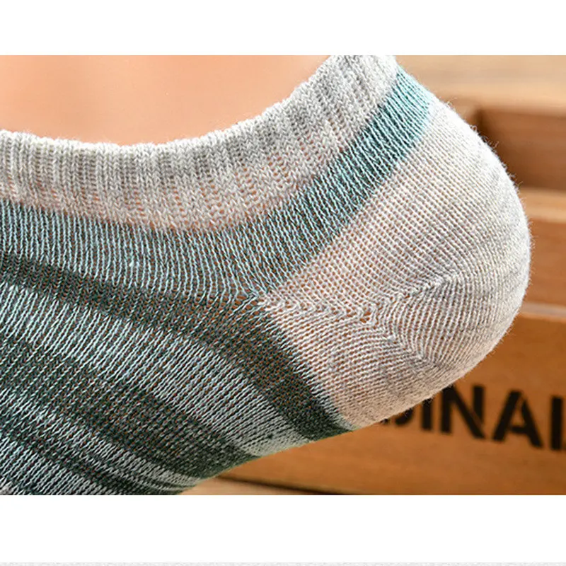 Men's Short Socks Stripe Retro Ethnic Style Male Ship Socks Low Cut Ankle Socks Cotton Breathable Comfortable Sports Socks Summer (4)