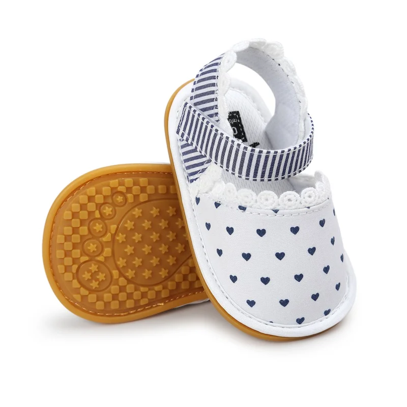 

WEIXINBUY 2017 New Girls Sandals Summer Walker Shoes with Heart Printed Antislip Sole Kids Toddler SandalsH3