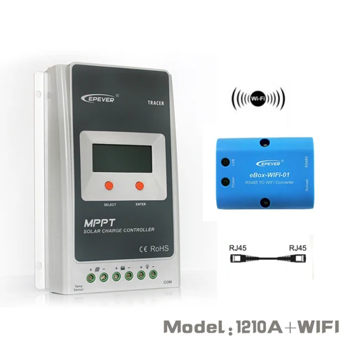 Tracer 1210AN 10A MPPT Контроллер заряда 12 В 24 в ЖК-регулятор epever MT50 wifi Bluetooth связь ПК мобильное приложение - Цвет: Add WIFI