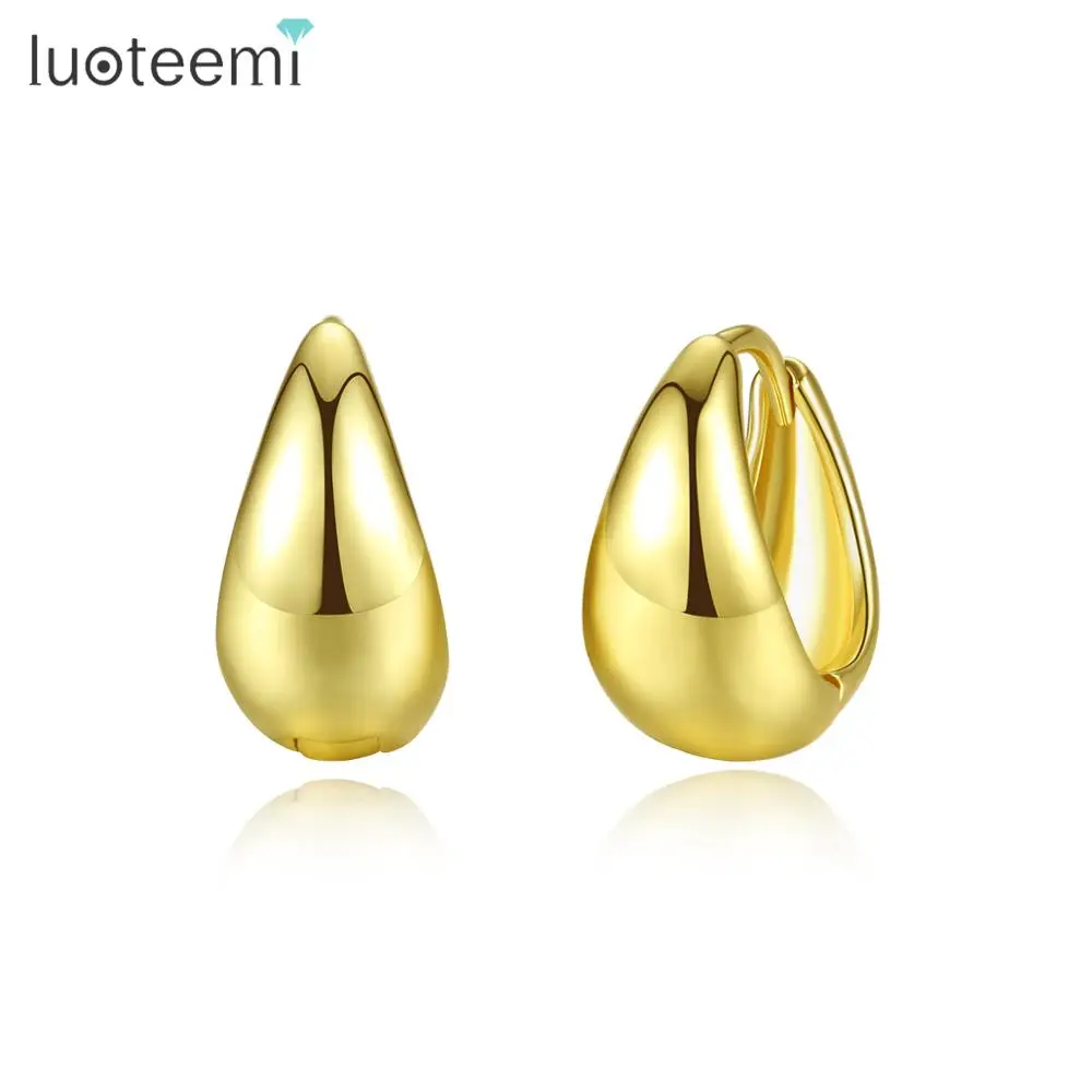 LUOTEEMI, классический дизайн, двойной цвет, свадебные серьги-кольца для женщин, модные ювелирные изделия, подарочные аксессуары, Bijoux Brincos