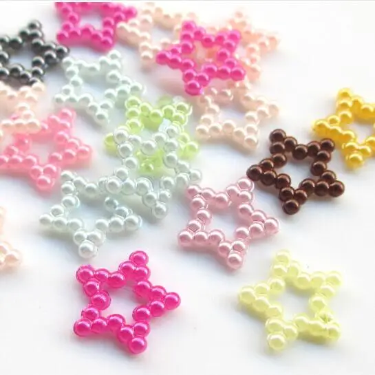 

100PCS 12mm mix Color pick Star Shape Imitation Half Pearl Flatback Beads for Scrapbook DIY Decoration