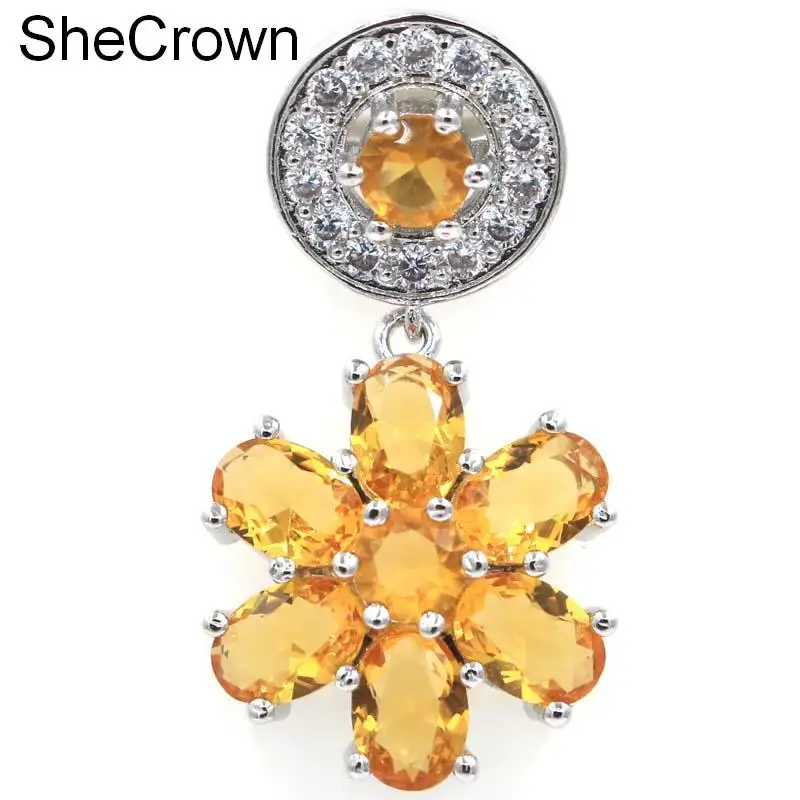 

Pretty Long Big Cross Golden Citrine Party Ladies 925 Silver Pendant 65x40mm