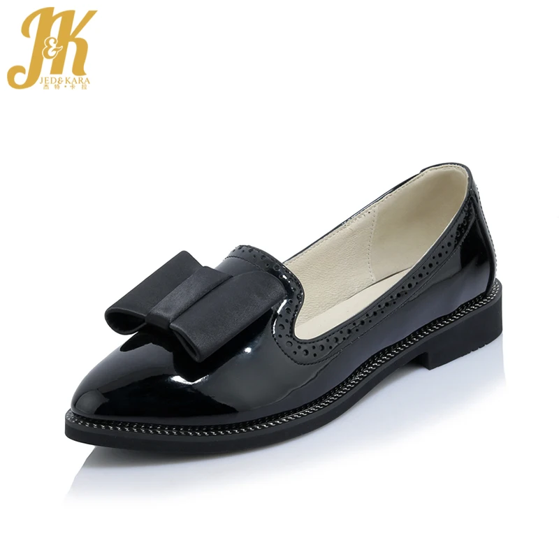 

J&K Size 34-40 Sweet Women Shoes Butterfly Knot Low Heels Pumps Ladies Footwear Casual Patent Pigskin Lining Women Pumps