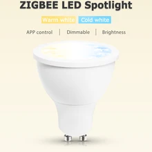 Zigbee ww/cw GU10 Светодиодный прожектор 5 Вт ZLL телефон приложение управление цвет лампа, реагирующая на температуру AC100-240V холодный белый и теплый белый светодиодный светильник