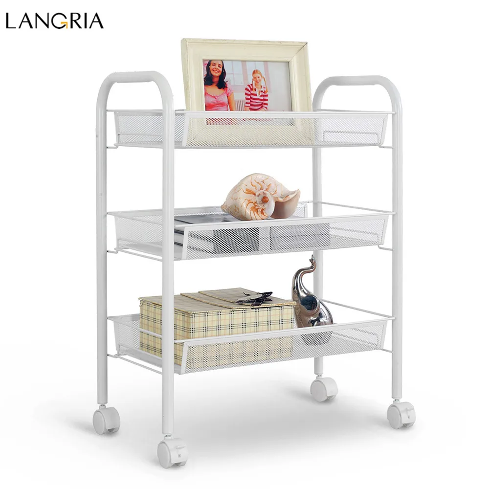 Langria 3 уровневая стойка для хранения металлическая сетка тележка полки ванной