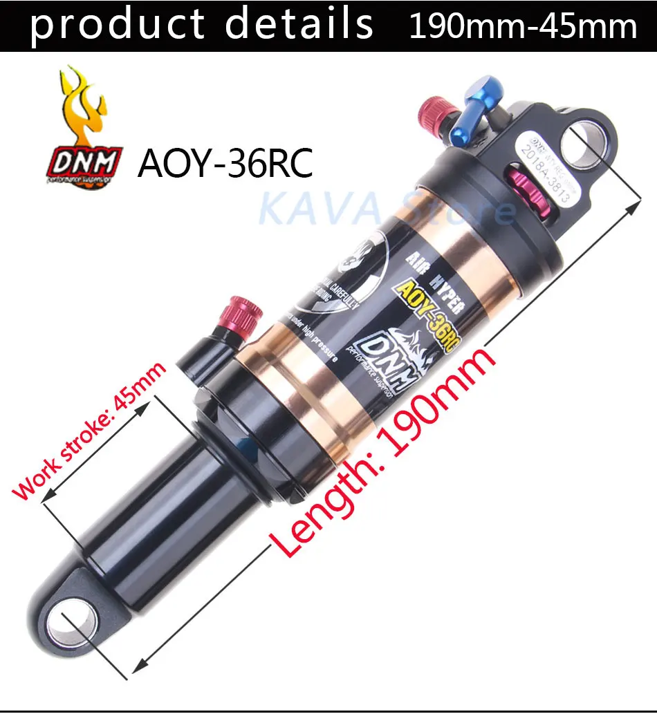 DNM/AOY-36RC горный велосипед задний амортизатор высокого Давление BMX горный велосипед MTB велосипед пневматической подвеской Запчасти горные амортизатор 165 190 200 - Цвет: 190x45mm