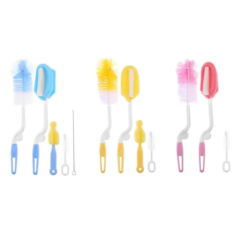 Green Baby Nipple Brush Drinking Straw Brush Cleaning Set Tools for Baby Feeding Bottles Nipple Pacifier and Accessories 6 in 1 Bottle Brush Cleaner Kit
