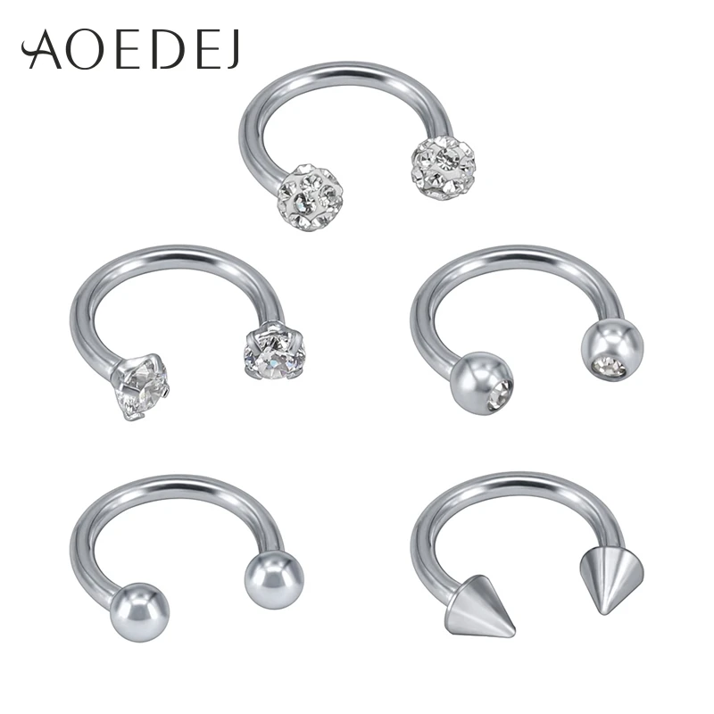 

AOEDEJ 10pcs/lot 16G Stainless Steel Nose Rings BCR Eyebrow Piercing Nose Septum Clicker Nipple Labret Captive Hoop Bead Rings