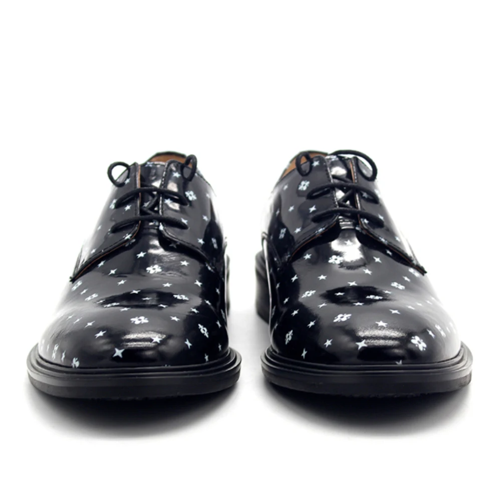 

New men dress shoes 2018 snowflake dot printing leather Derby oil suit dress gentleman British shoes men